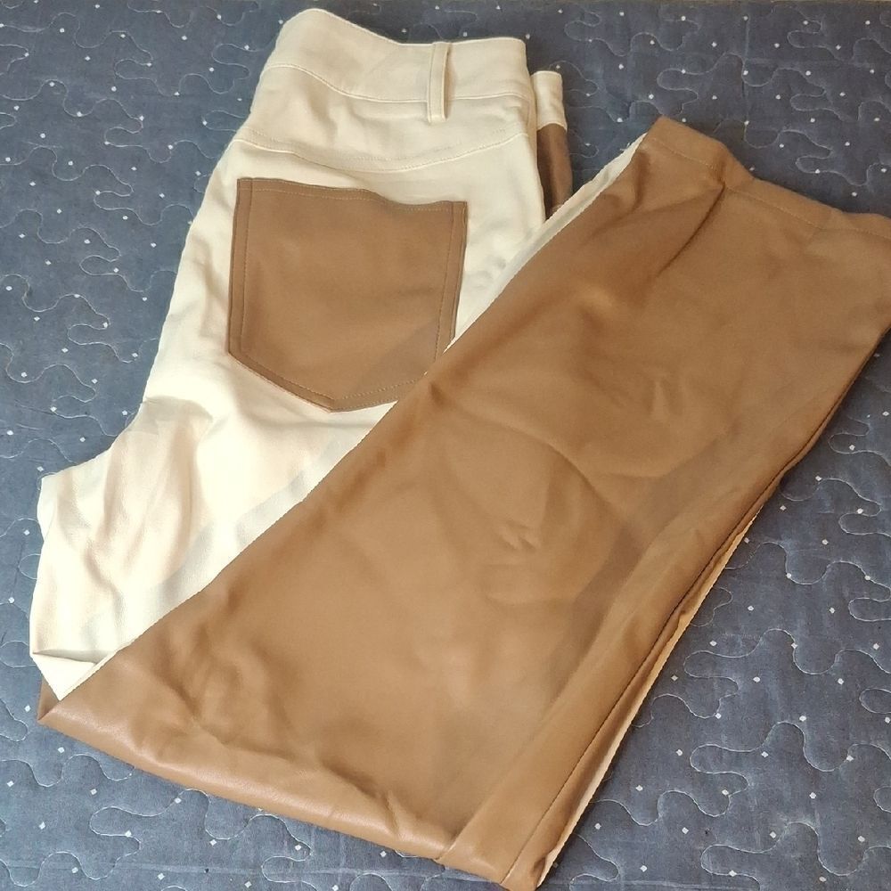FORE Two-Tone Beige and Brown Pants size medium NWT